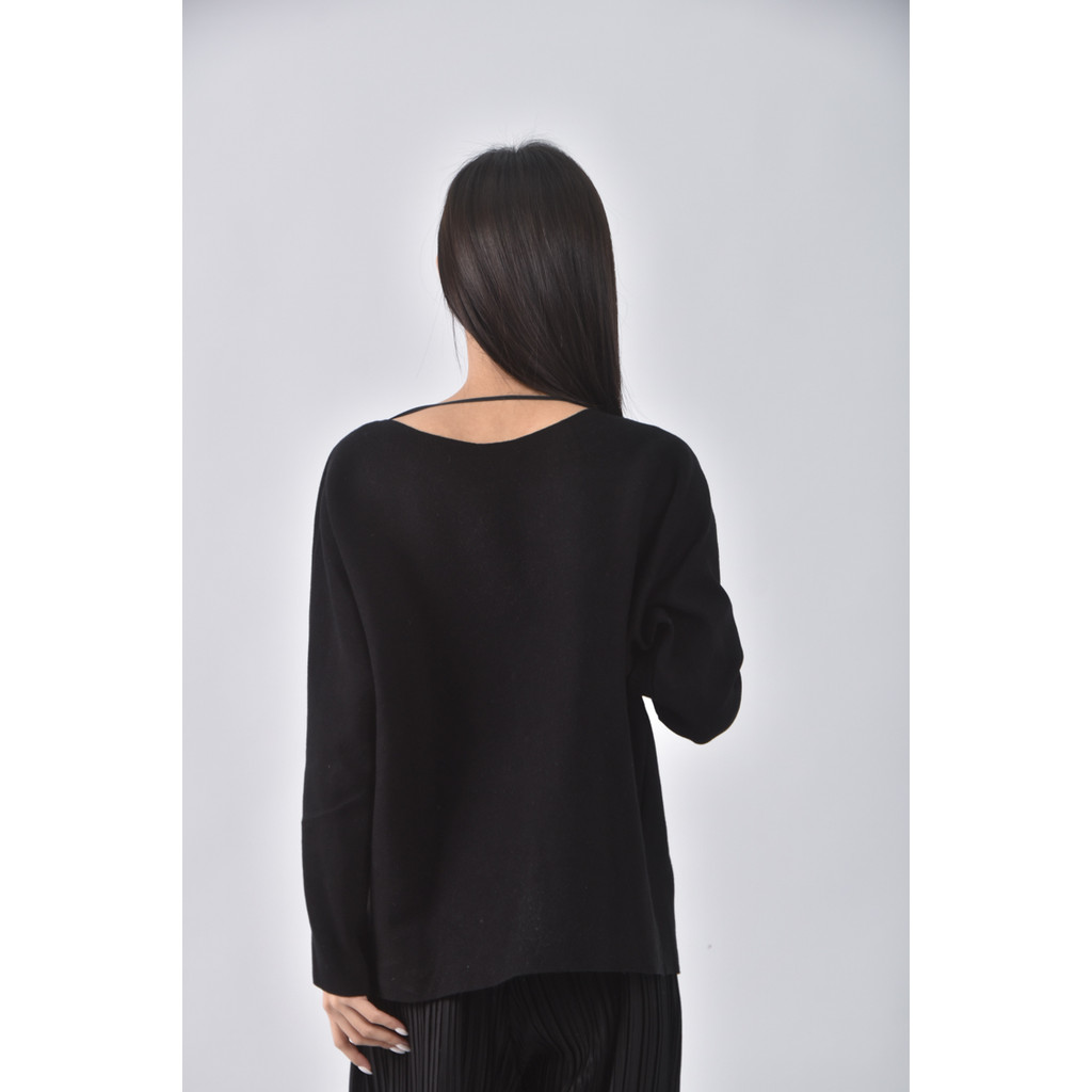 (XL) glordano圓領黑色長袖上衣二手衣, , large