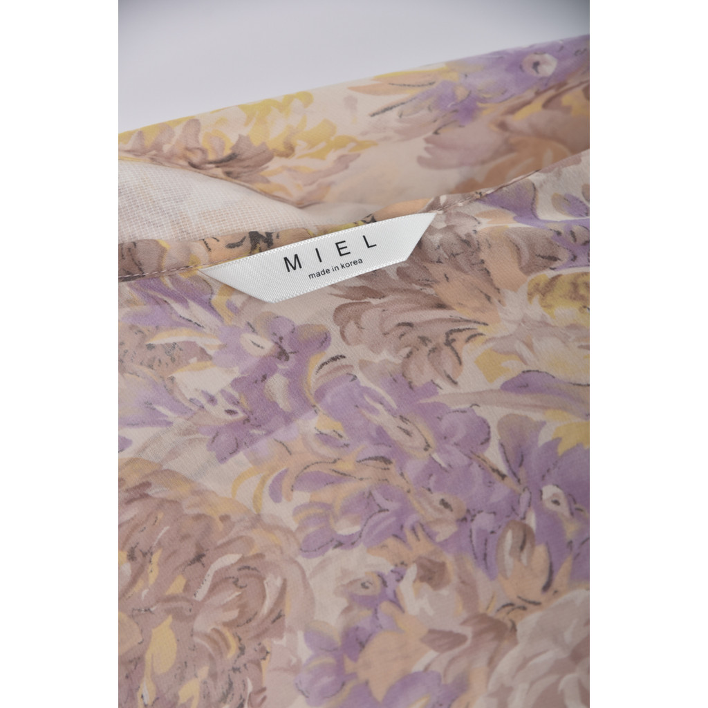 (L) miel碎花雪紡氣質粉色長袖上衣二手衣, , large