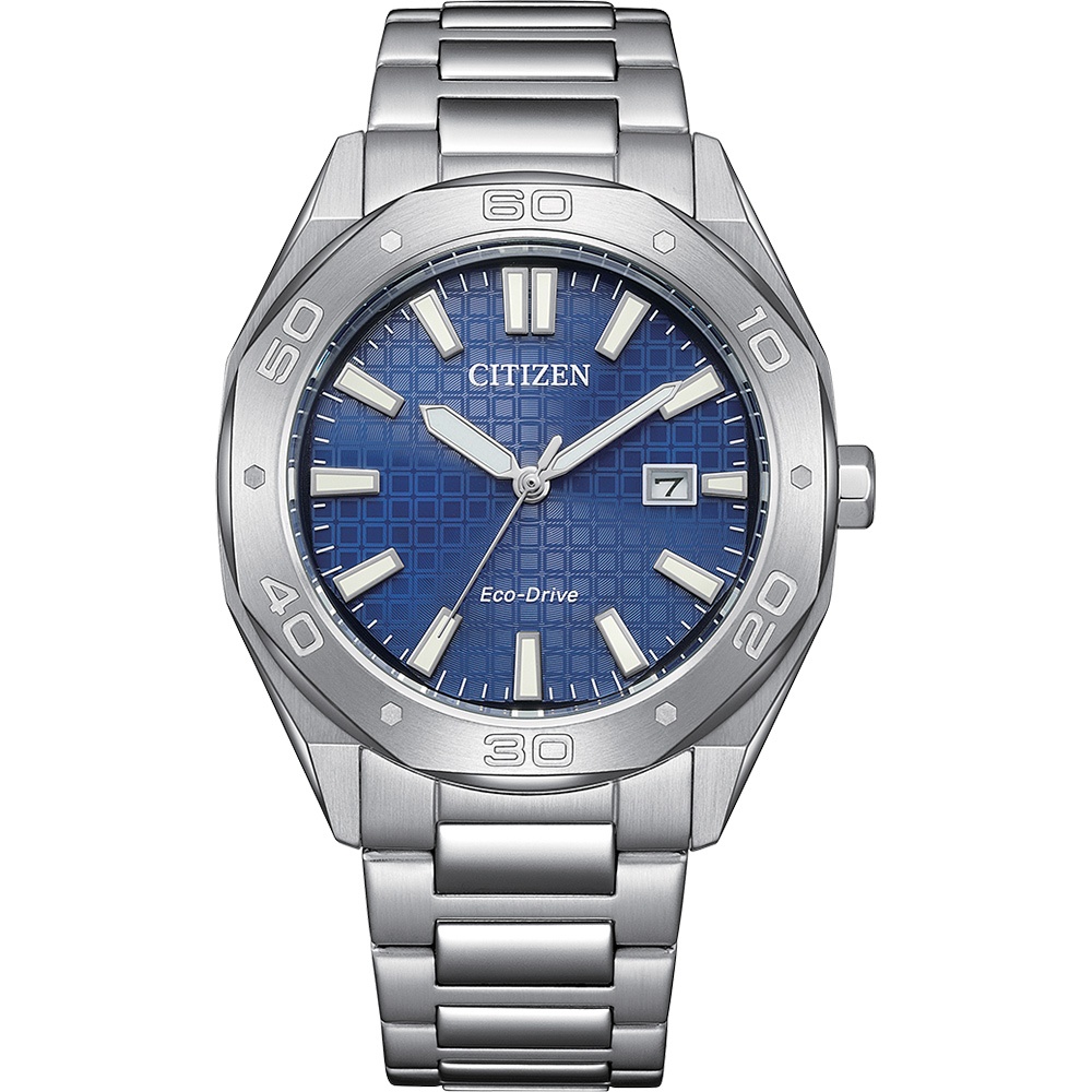 CITIZEN 星辰 光動能八角形格紋面手錶 BM7630-80L, , large