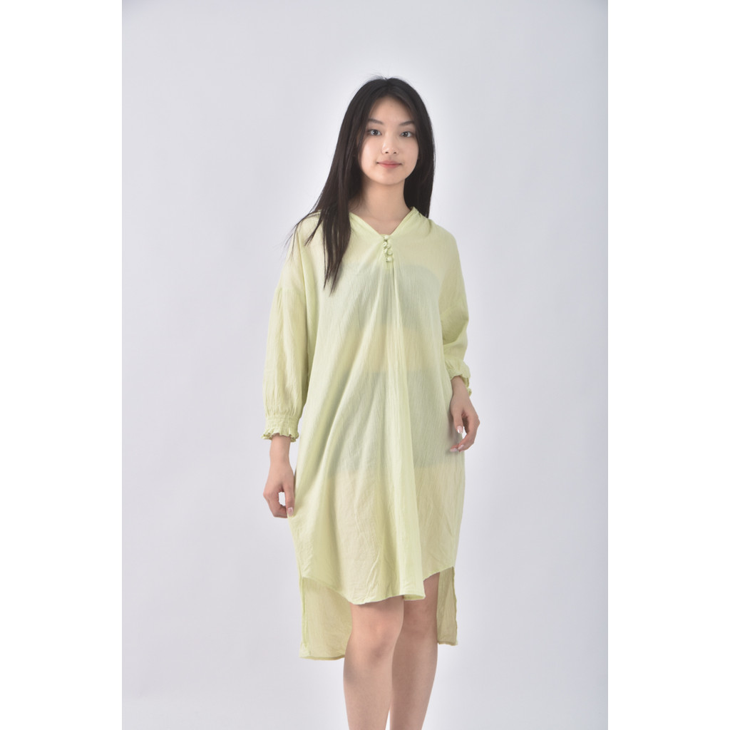 (S) 【金莎私服】live love cotton質感棉質純棉綠色洋裝二手衣, , large