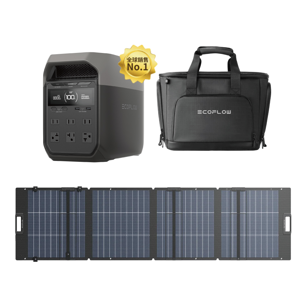 【固士特】EcoFlow DELTA 3 儲能電源＋專用收納包＋220W XT60i 雙面輕量便攜太陽能板