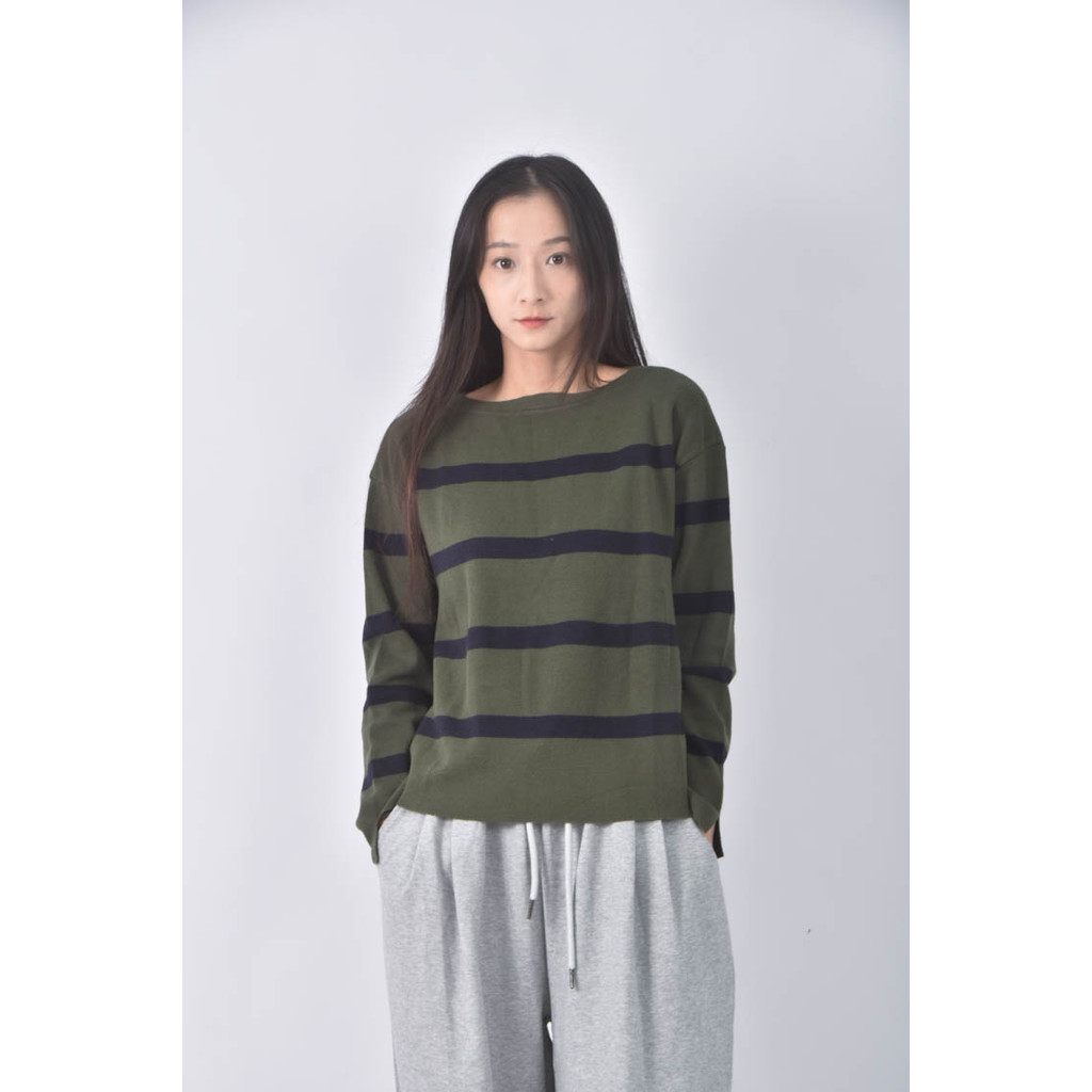 (XL) untitled條紋綠色長袖上衣二手衣, , large
