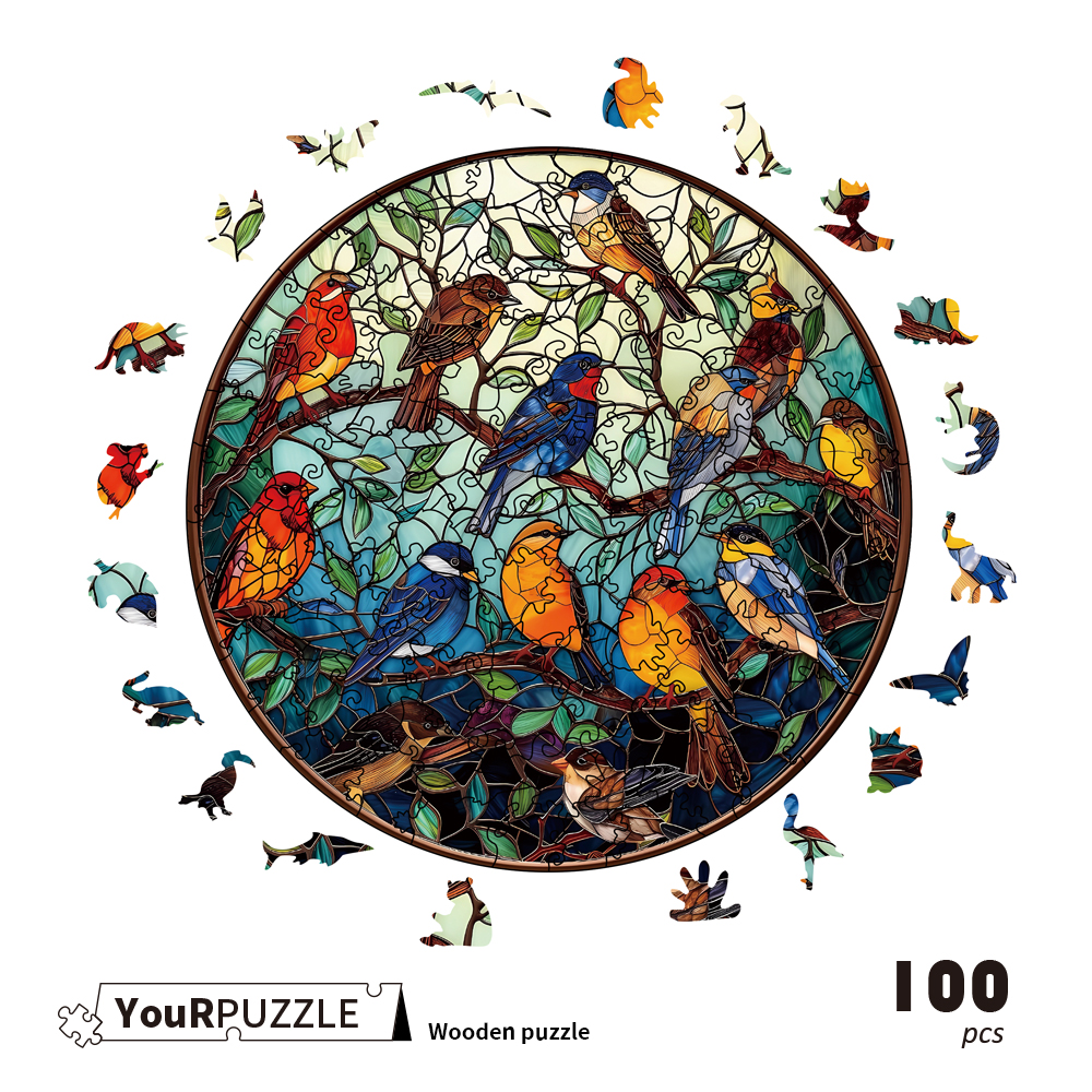 [積木共和國] 【YouRPUZZLE】喜雀歡歌(檢驗合格 不規則木製拼圖 AI繪製)