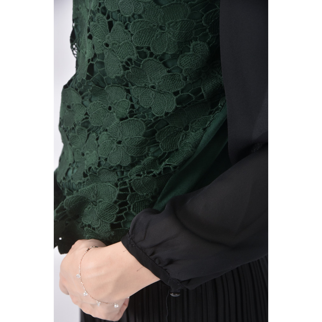 (S) pscompany雕花綠色長袖上衣二手衣, , large