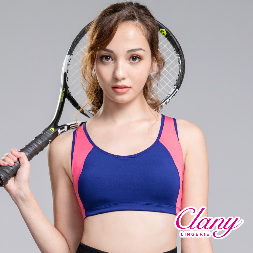 【可蘭霓Clany】MIT獲獎撞色顯瘦涼感防震加大尺碼無鋼圈M-2XL運動內衣活力藍6965-57, , large
