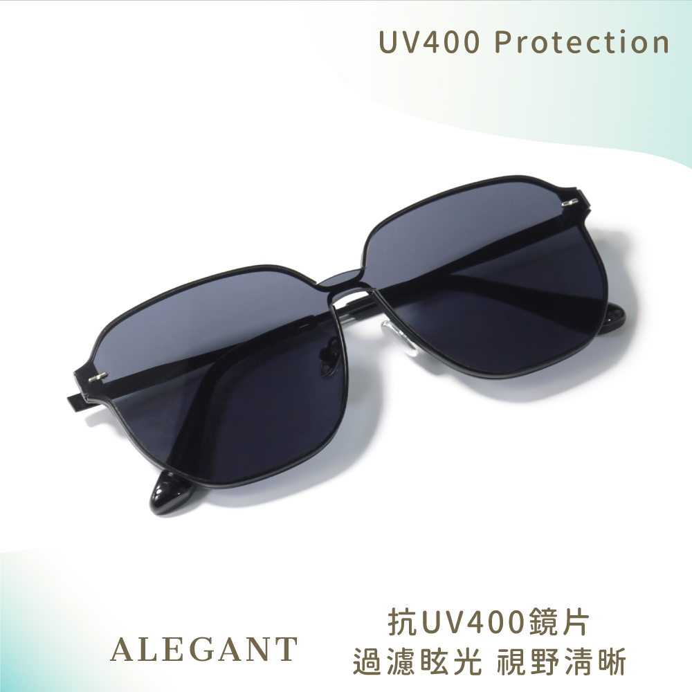 質感風格岩墨黑幾何金屬設計墨鏡/UV400太陽眼鏡〔ALEGANT〕, , large