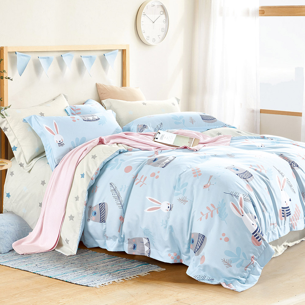 【FOCA】Cute Bunny | 3M Patented Moisture-wicking, Breathable, Antibacterial Tencel Four-season Quilt/Cool Quilt Bed Sheet Set - Double, , large