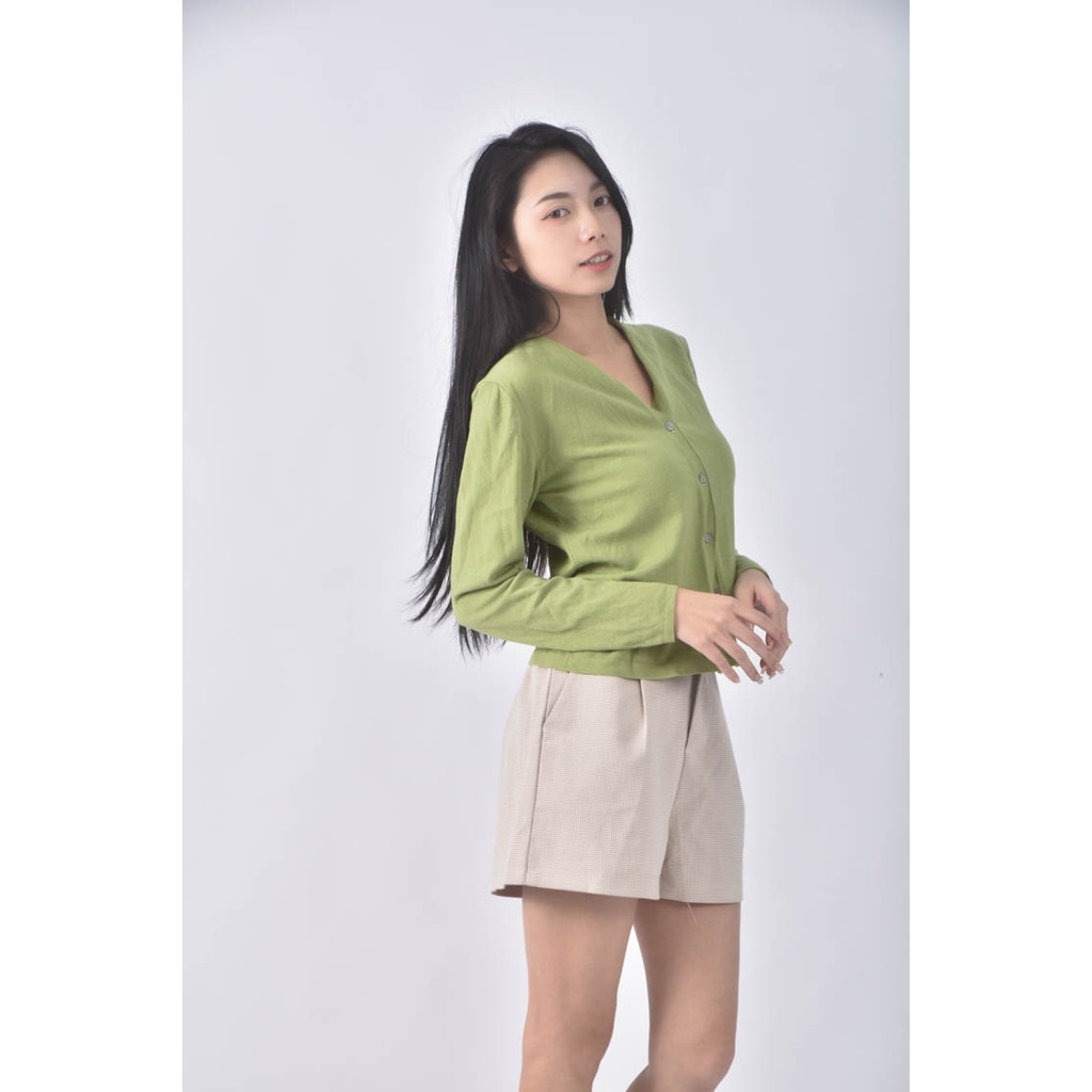 (M) burberryv領綠色外套二手衣, , large