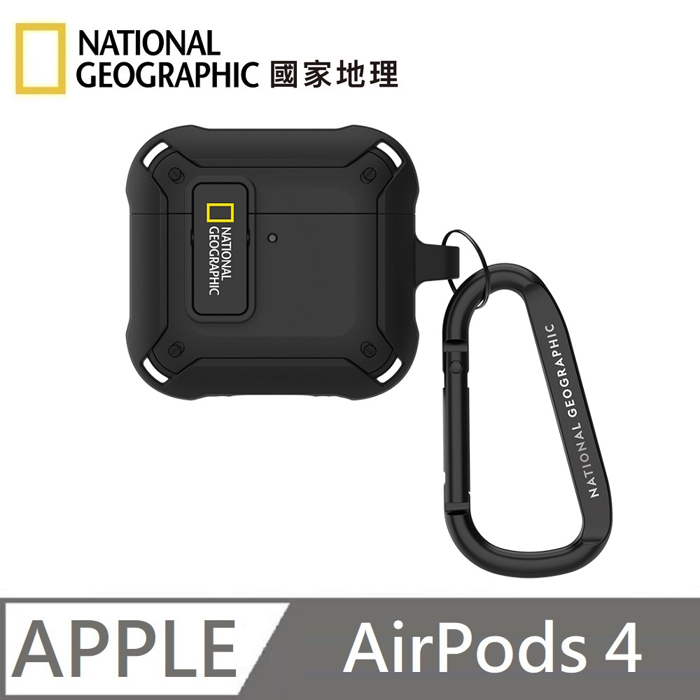 National Geographic Rugged Bumper snap-on headphone protective case earphone case suitable for AirPods 4 - black 