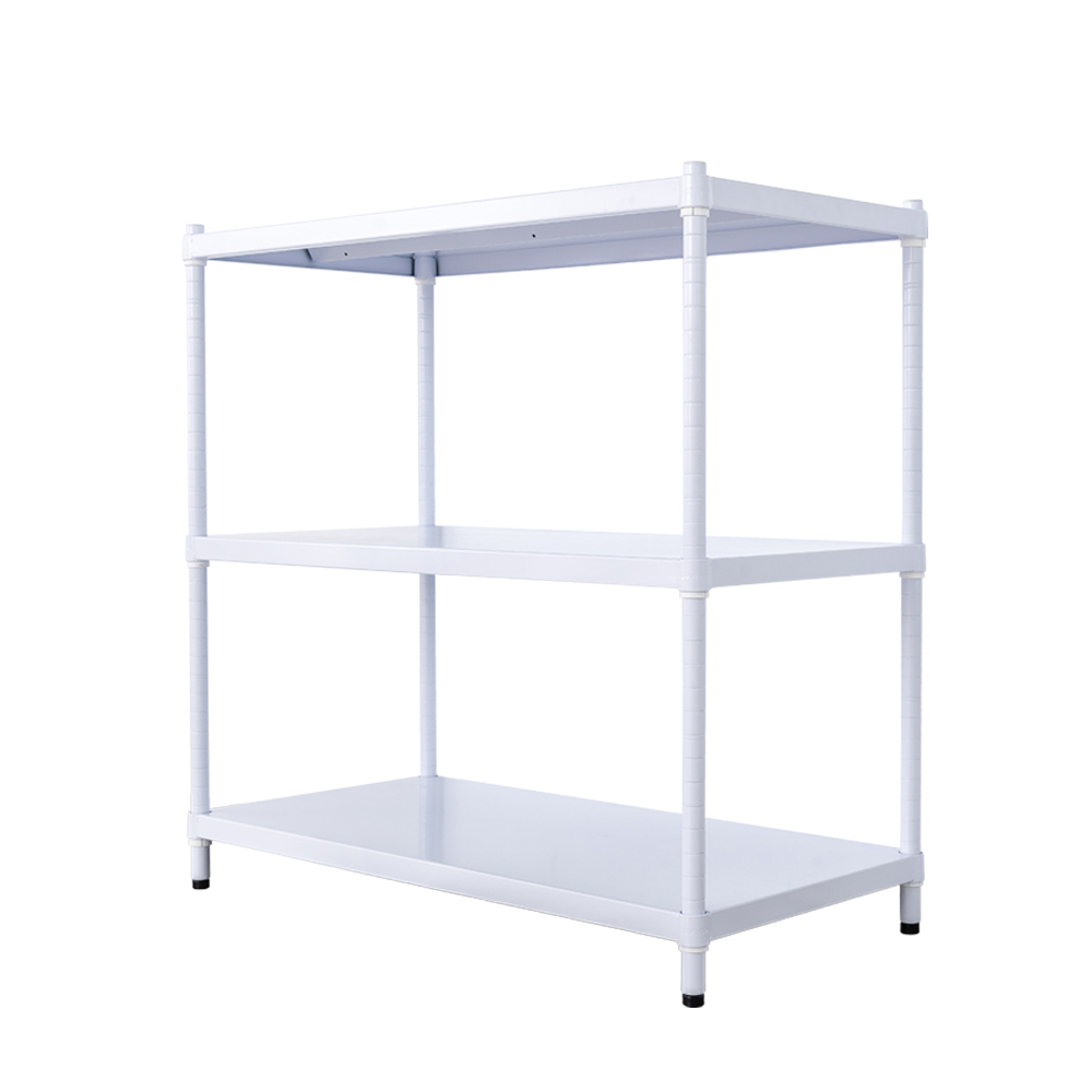 【Y HOUSE】90x45x90 cm three-layer hole-free iron plate storage rack rack iron rack - paint white, , large