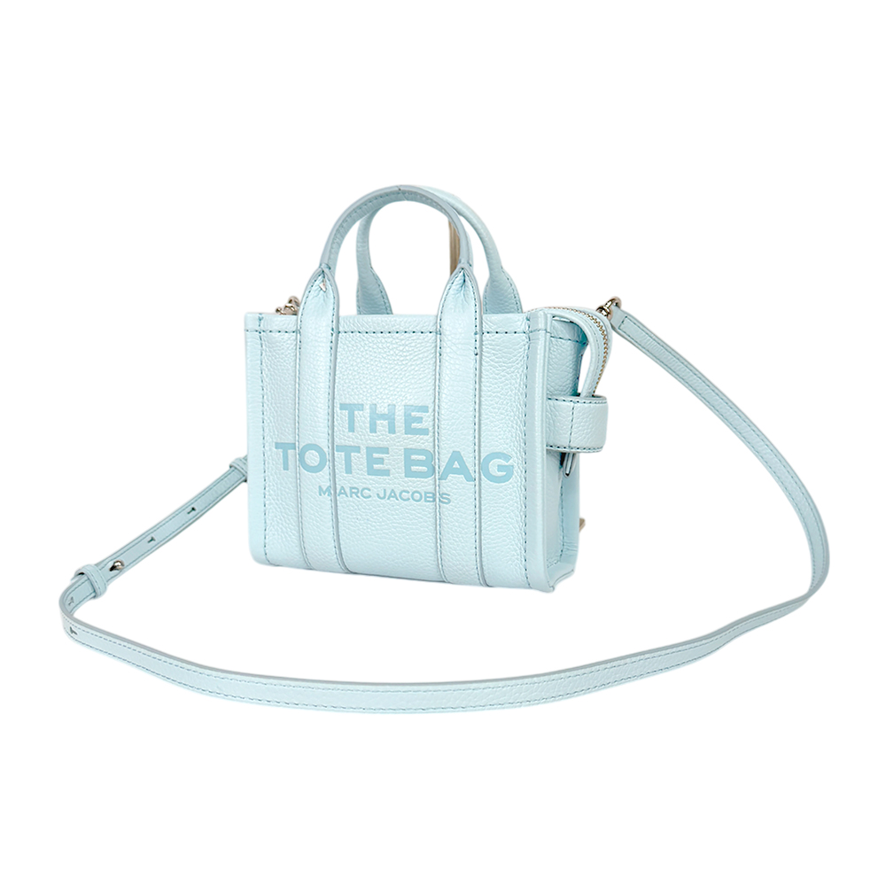 MARC JACOBS THE LEATHER TOTE 粒面皮革迷你托特包/雲藍色, , large