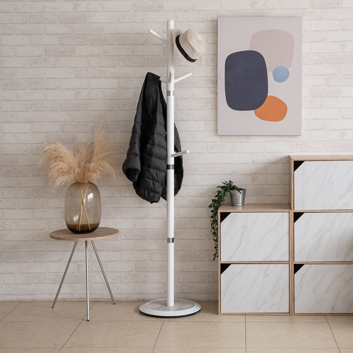Korean super stable solid wood coat rack, , large