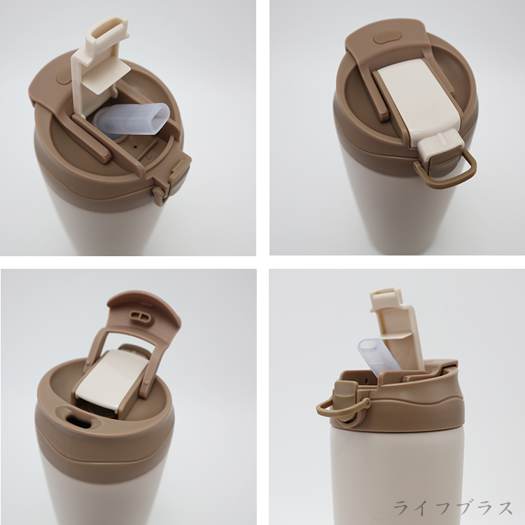 樂司/雙飲口304不鏽鋼陶瓷保溫杯-600ml-奶茶棕-1入, , large