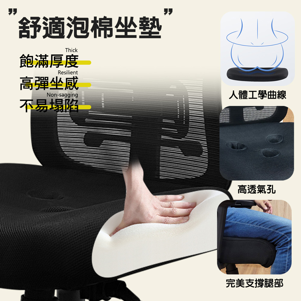 G+ Home No-Assembly Taiwan-Made Ergonomic Triple-Zone 6D Breathable Chair (C6829), , large