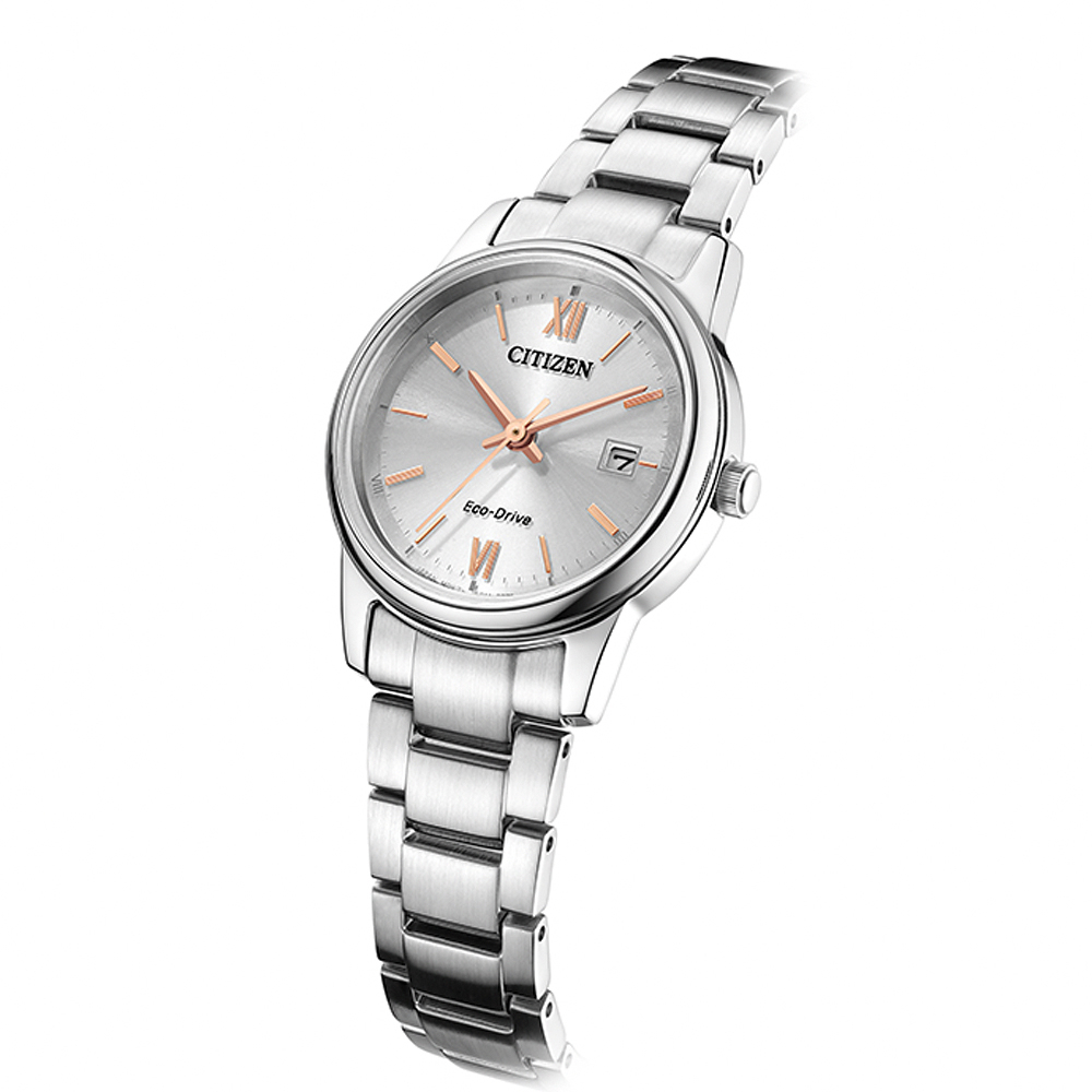 CITIZEN 星辰 光動能簡約女錶-銀 EW2318-73A, , large