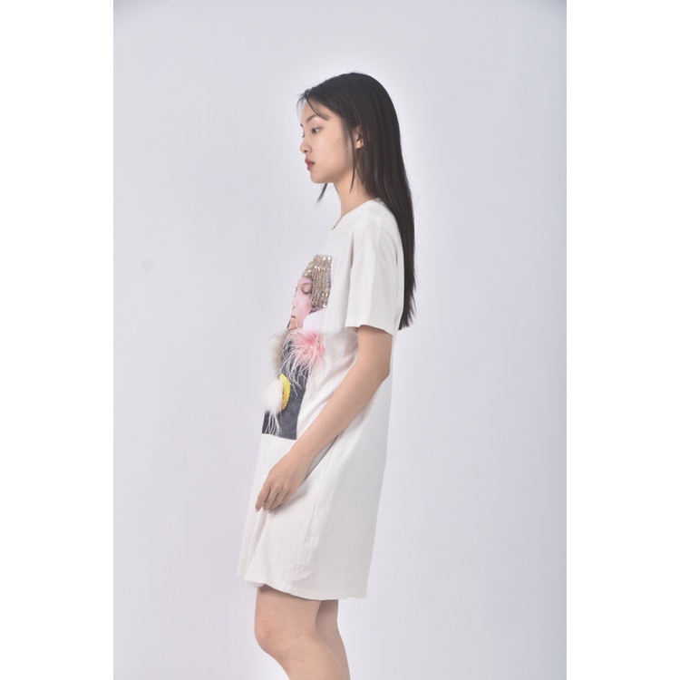(L) feel room質感毛毛白色洋裝二手衣, , large
