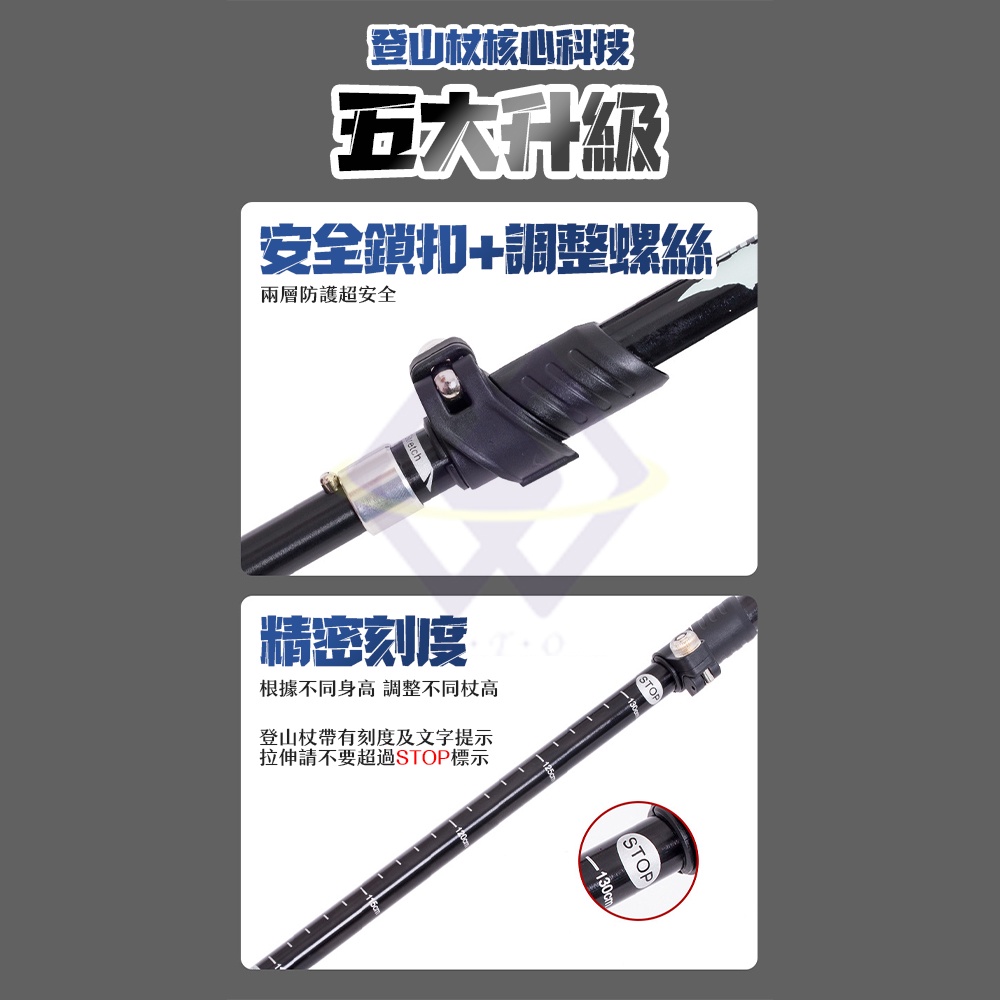 7075 Aircraft Aluminum Folding Trekking Poles - Blue / Pair Set (with Storage Bag), , large