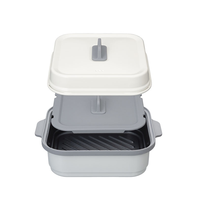 MICROWAVE OVEN GRILL PAN SQUARE 2 SIDES GRILLED, , large