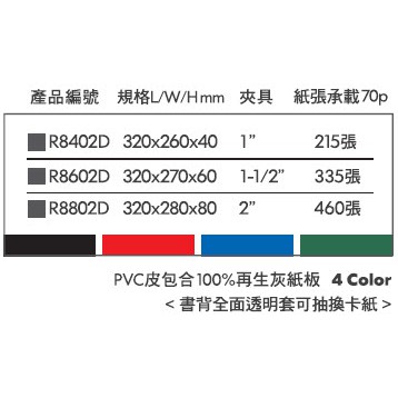 REGINA立強牌 R8802D 美式D型二孔夾 文件夾 資料夾 檔案夾*黑, , large