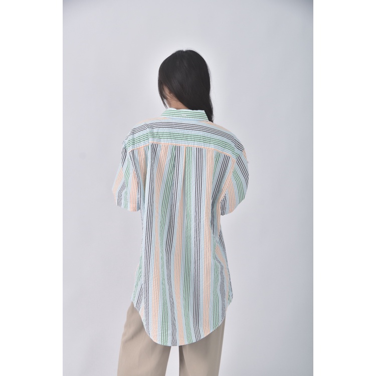 (XL) tommy hilfiger質感棉質條紋綠色短袖上衣二手衣, , large