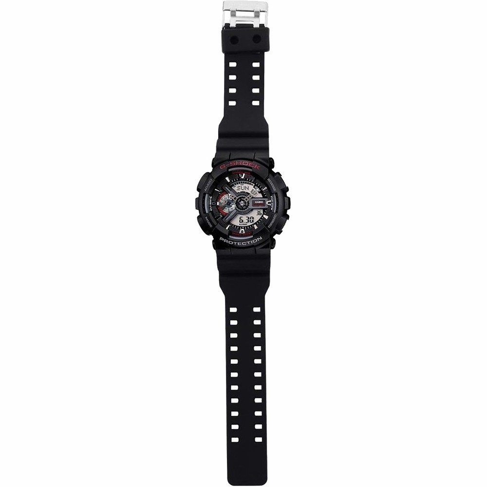 CASIO 卡西歐  G-SHOCK 經典紅黑重機雙顯手錶-55mm GA-110-1A, , large