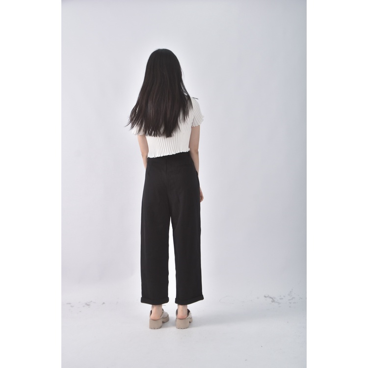 (XL) mulvan高腰寬版黑色長褲二手衣, , large