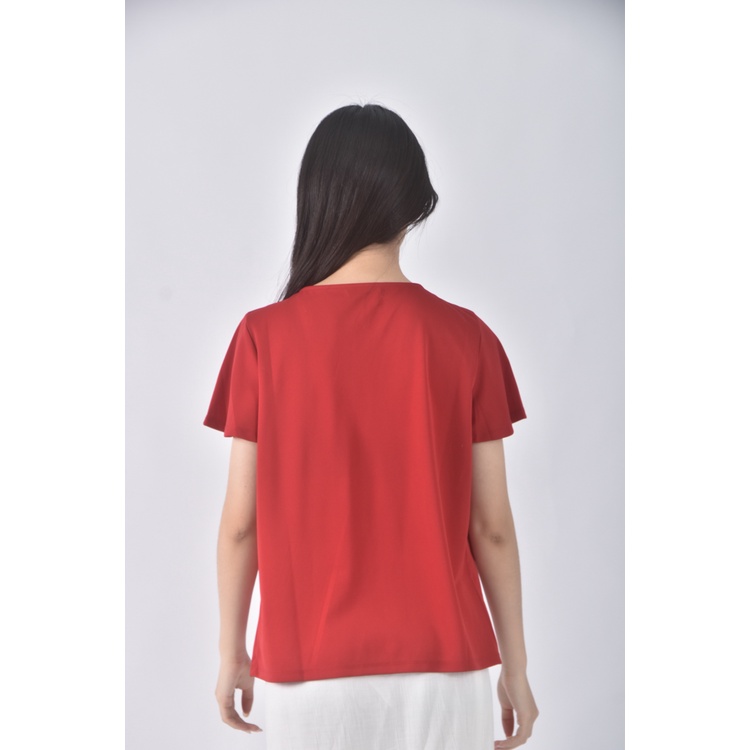 (S) ob style質感紅色短袖上衣二手衣, , large