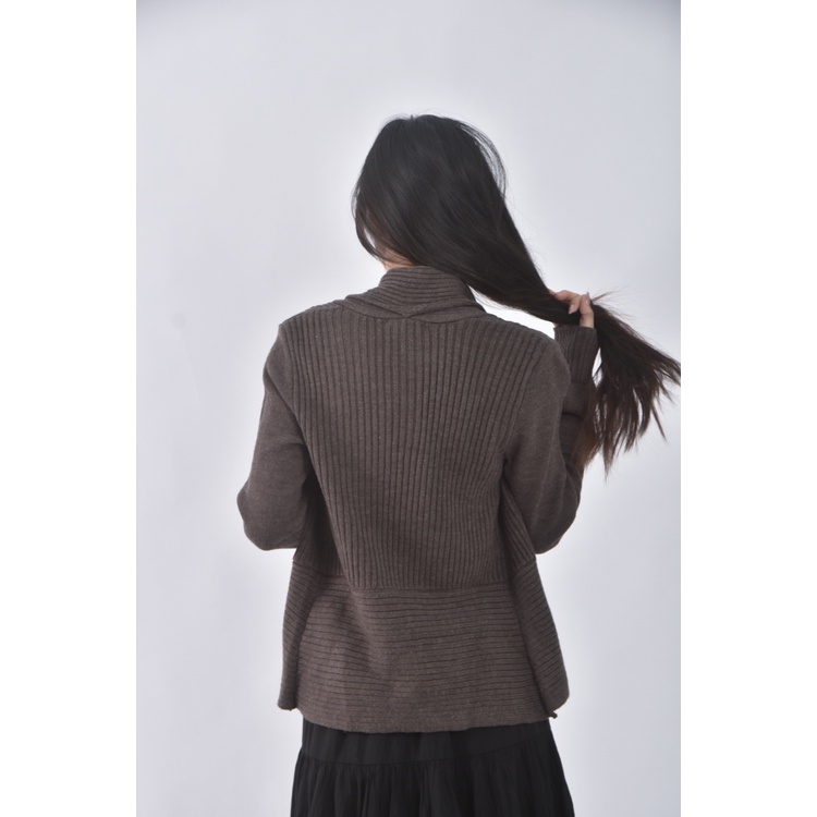 (S) h m質感針織棕色罩衫二手衣, , large