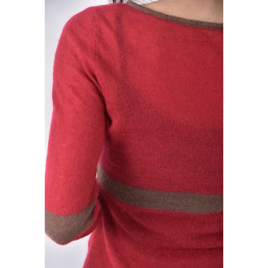 (XS（含）以下) 幾何圖形紅色長袖上衣二手衣, , large