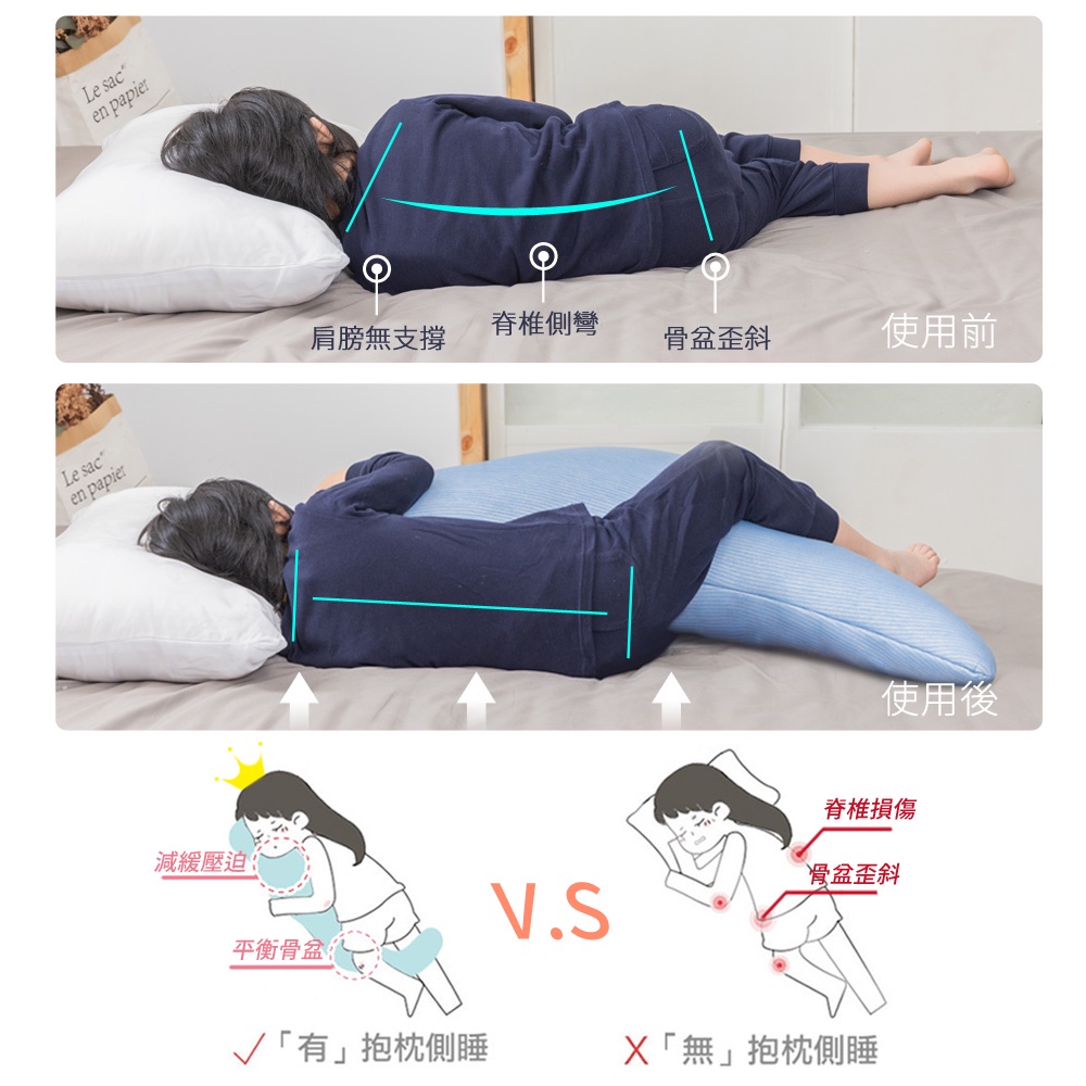 【日本旭川】AIRFit氧活力升級版多功能側睡輔助枕(大小超值組) 海馬枕 涼感 涼枕 長型抱枕 側睡枕 抱枕, , large