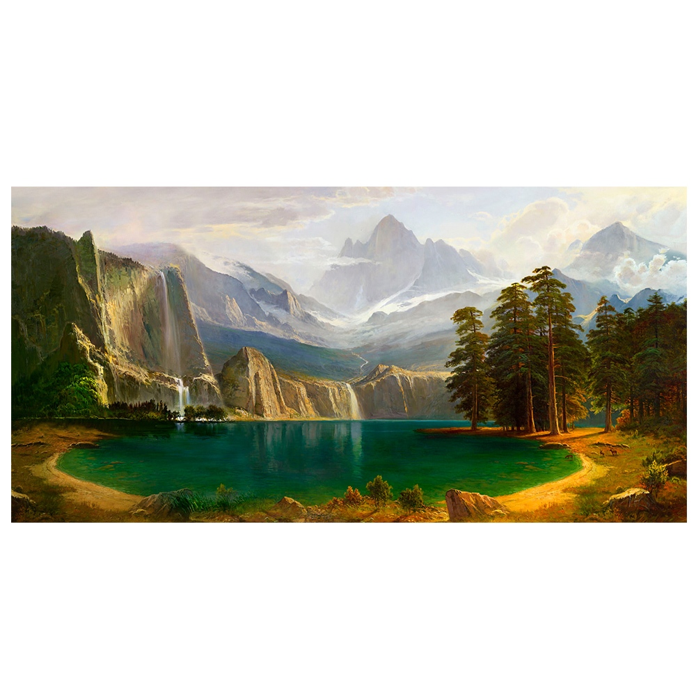 【御畫房】湖畔小鹿 國家一級畫師手繪油畫60&times;120cm(VF-130)