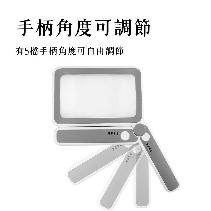Handheld Foldable Magnifier – Optical Acrylic Lens, 10 LED Lights, Foldable Handle, , large