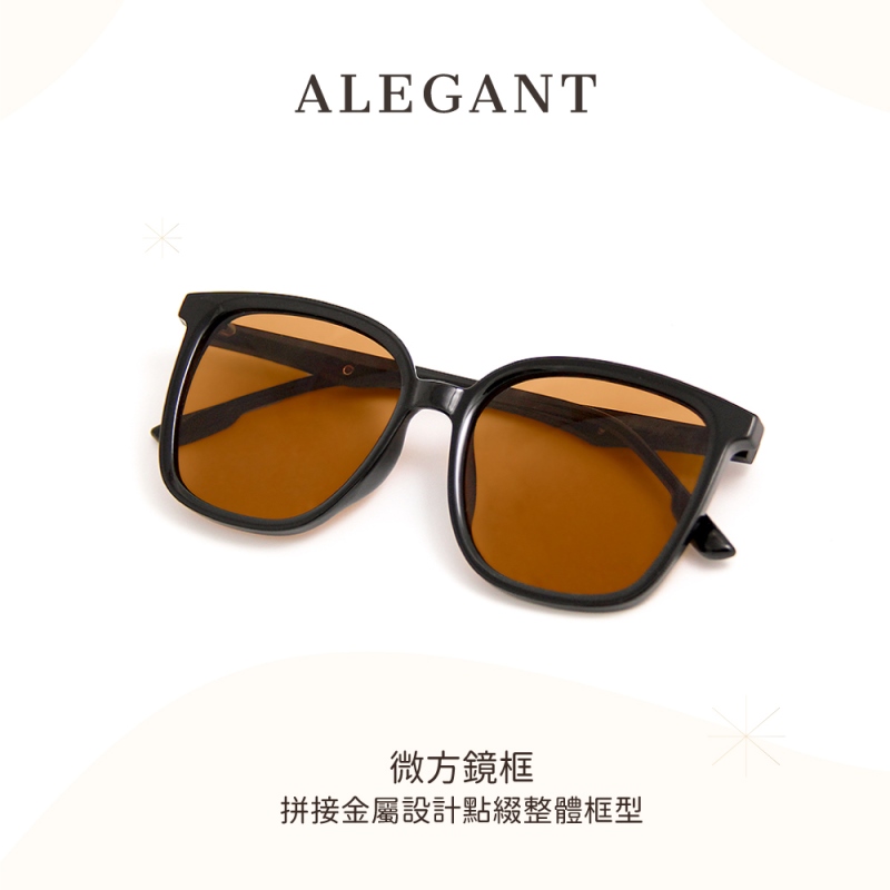 南柚棕復古風格輕量橢圓方框墨鏡/UV400太陽眼鏡〔ALEGANT〕, , large