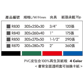 *需預訂REGINA立強牌 R850 美式圓型三孔有耳夾 文件夾 資料夾 檔案夾*黑, , large