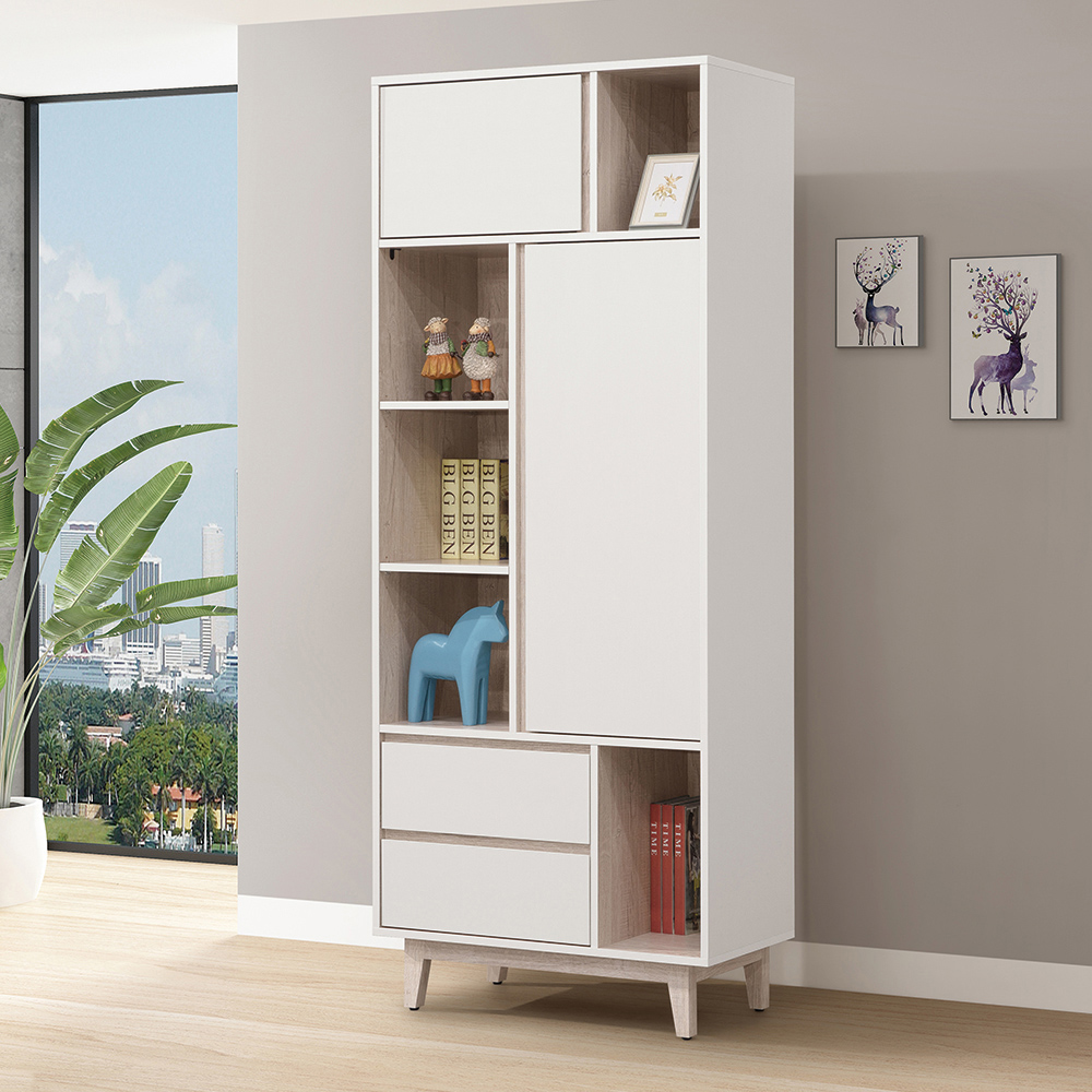 【唯熙傢俱】紀薇橡木雙色2.6尺書櫃, , large