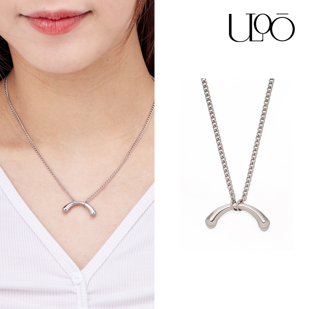 ULOO Glimmer 流光弧形吊墜項鍊-銀色 UN4002720, , large