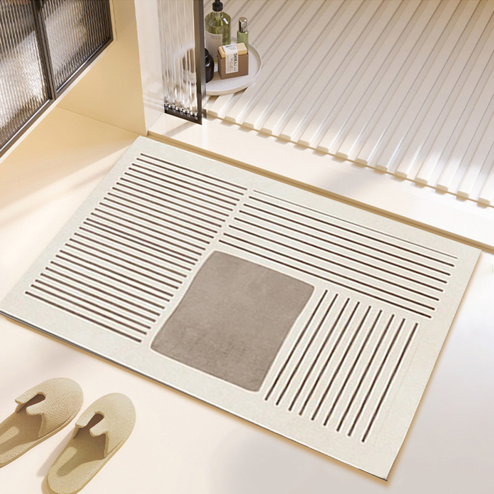 Nano suede soft diatomaceous earth water-absorbent anti-slip floor mat, , large