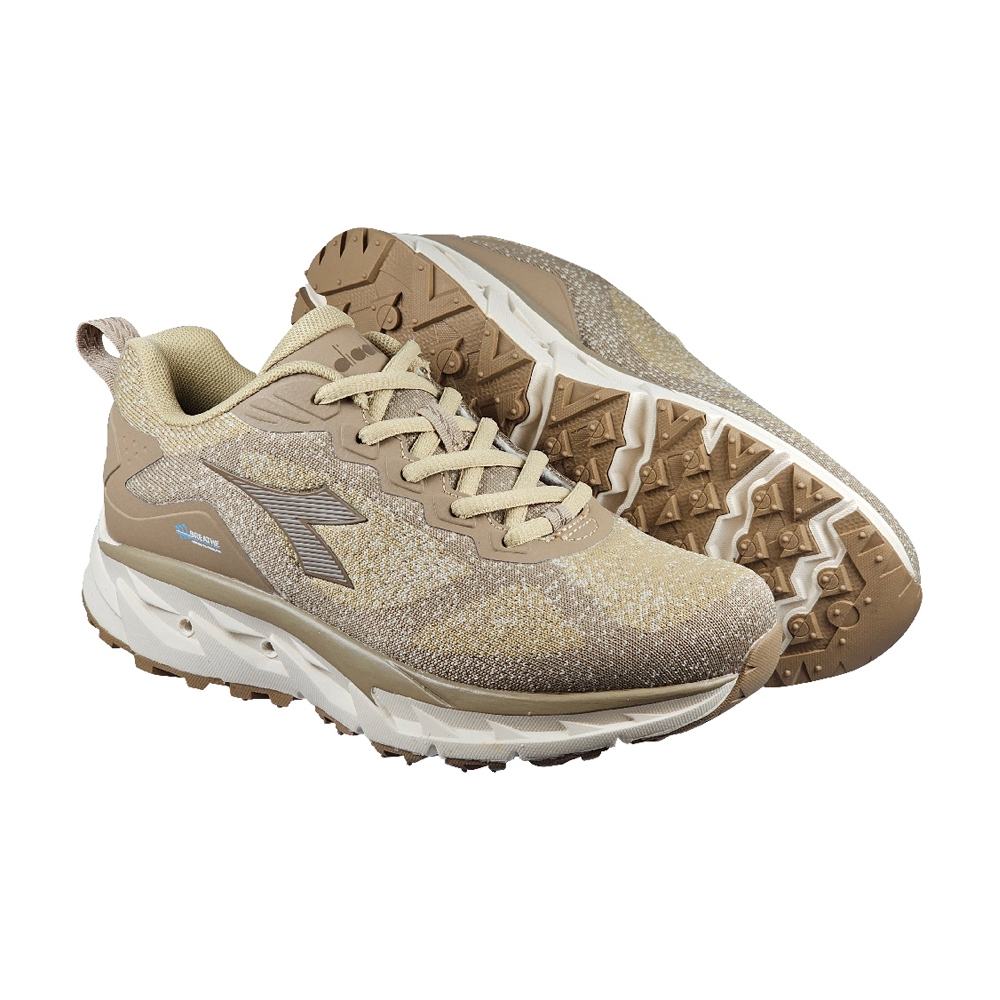 DIADORA迪亞多那 氣動戶外越野鞋 女運動鞋 登山鞋 女鞋 輕量 透氣 針織 吸震 厚底 排濕 耐磨 止滑 卡其 紫, , large