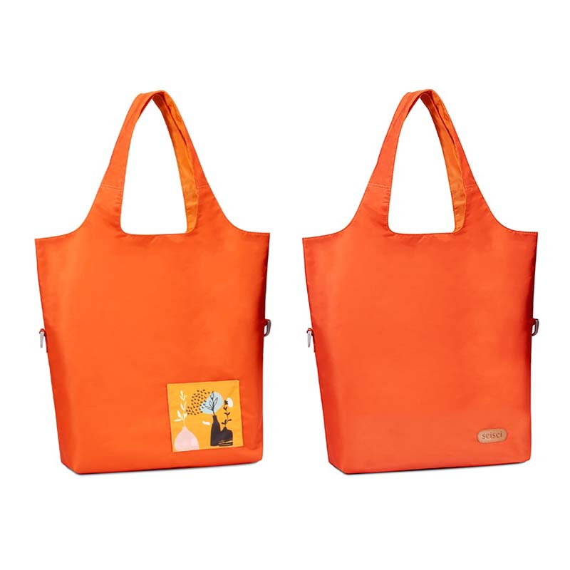 【seisei】雙色雙正面肩背手提托特包_再生寶特瓶環保防水布/金盞橘, , large