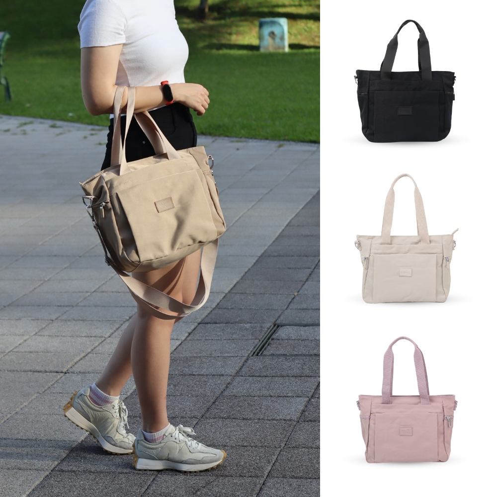 【MQ】FRIEDA Three-way multi-layer tote bag, 奶茶色, large