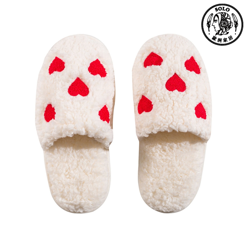 【SOLO Vintage】LCW Home Hearts Indoor Plush Slippers Made in Turkey 40-41, , large
