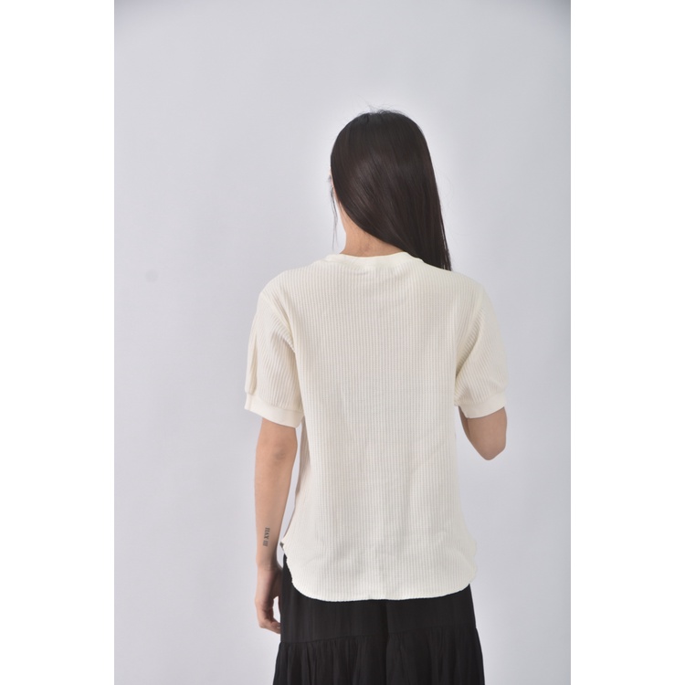 (S) uniqlo質感棉質格紋杏色短袖上衣二手衣, , large