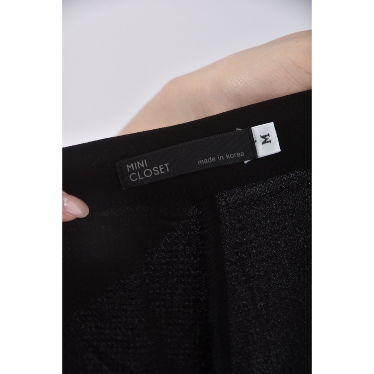 (L) mini closet韓牌高腰寬鬆黑色長褲二手衣, , large