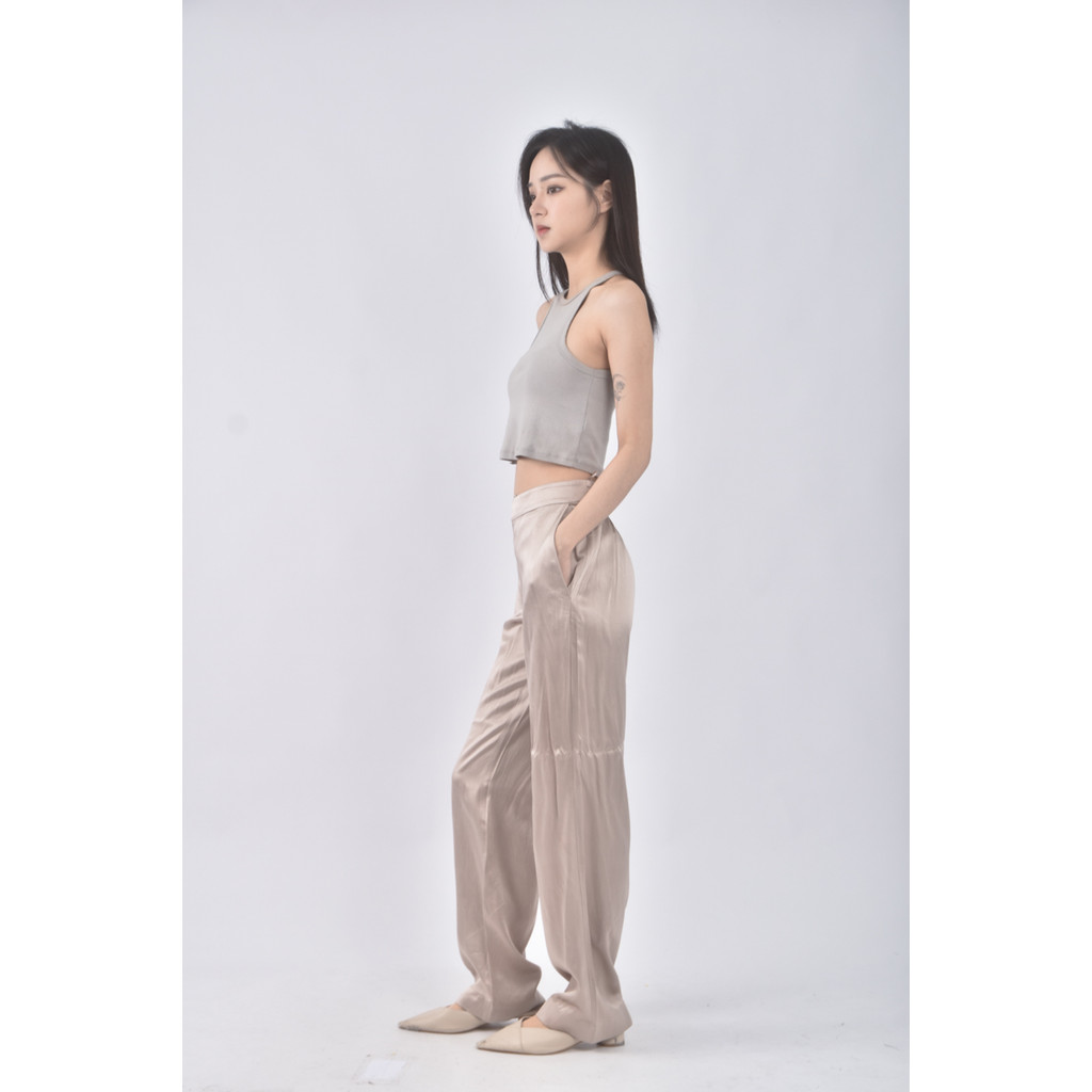 (M) joseph丹寧牛仔質感緞面杏色長褲二手衣, , large