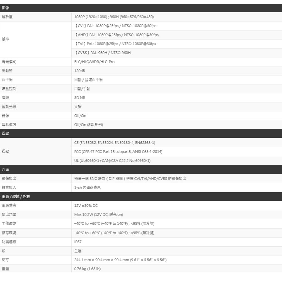 昌運監視器 SAMPO聲寶 HAC-HFW2249TUN-A-LED 200萬 全彩 暖光 槍型 攝影機, , large