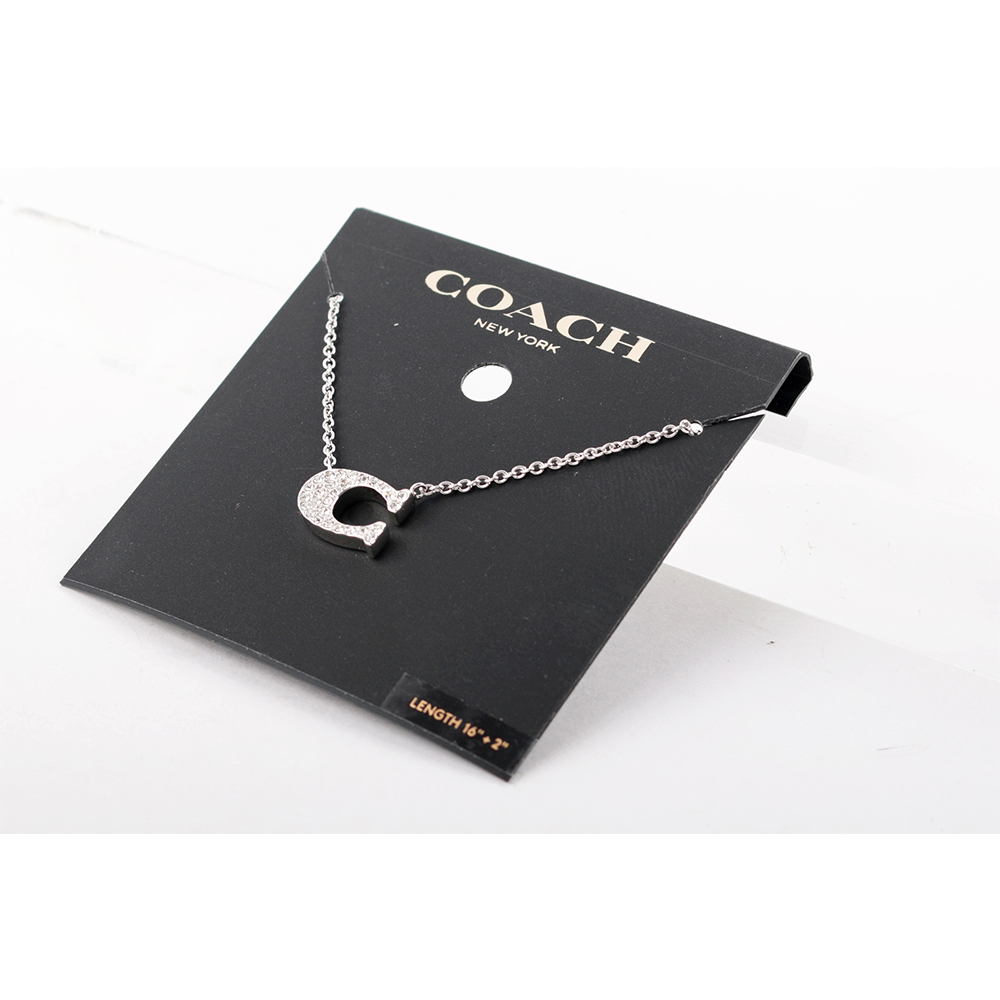 COACH C Logo水鑽項鍊/銀色, , large