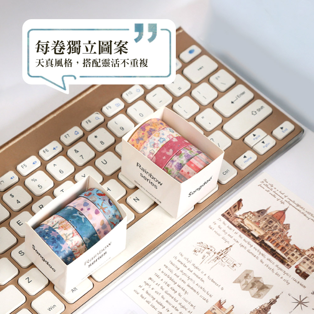 【上手家居】天真爛漫和紙膠帶 5件套組 繽紛世界(手帳貼紙/可愛貼紙/裝飾貼紙/和風紙膠帶), , large