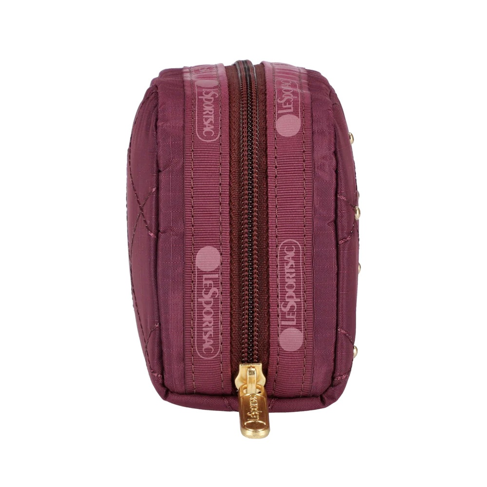 |快速出貨|Lesportsac Rectangular Cosmetic 長形化妝包/ 酒紅格紋釘飾, , large