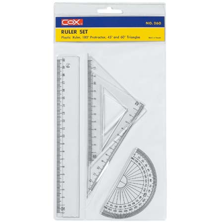 【COX 三燕】20公分 三角板 多功能 塑膠尺 24組/ 盒 NO.260