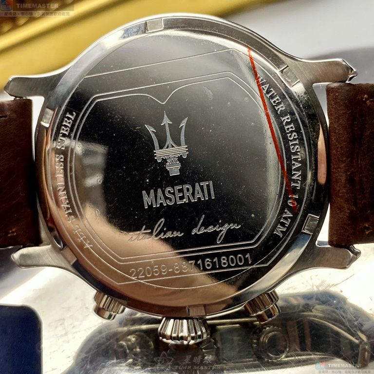 [星晴錶業]MASERATI手錶,42mm,R8871618001寶藍色錶面銀錶殼咖啡色真皮皮革錶帶款, , large